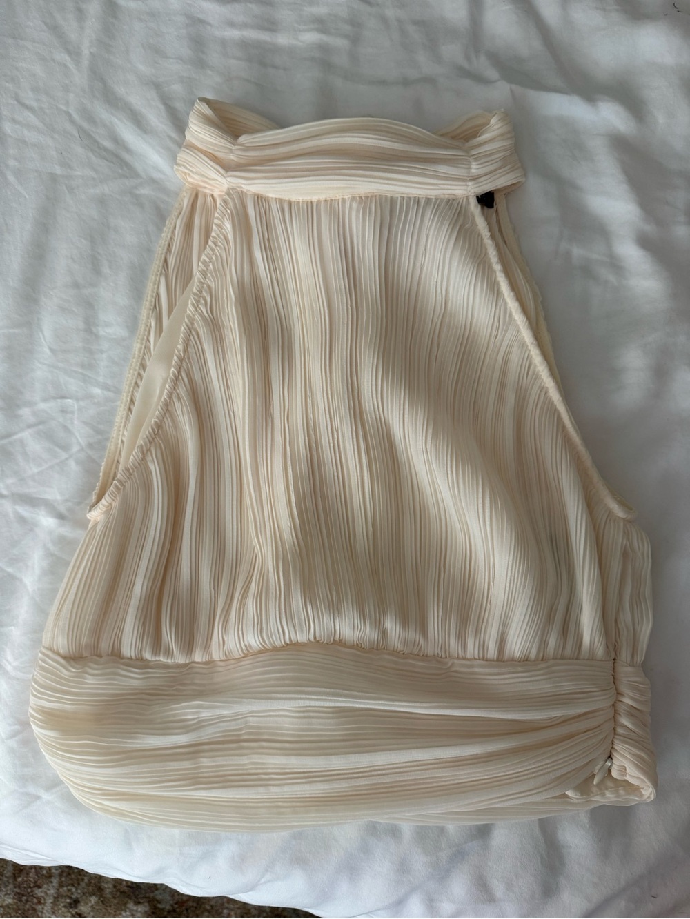 Zara Cream High Neck Pleated Top size small